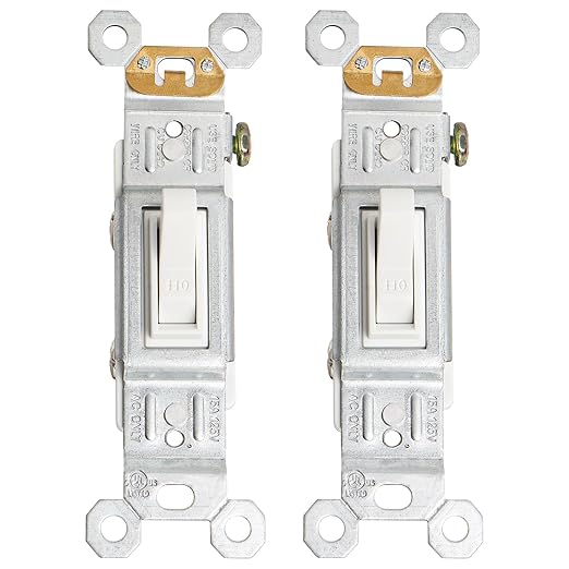 Baomain 2-Pack 15 Amp Toggle Light Switch, Single Pole, Residential/Commercial Grade, On/Off Switch, Glossy White, UL Certified