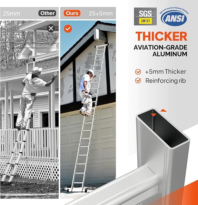 18.5 FT Folding Ladder, LUISLADDERS Multi-Purpose Ladder, Aluminium Extension Ladders 7 in 1 Heavy Duty Combination EN 131 Standard