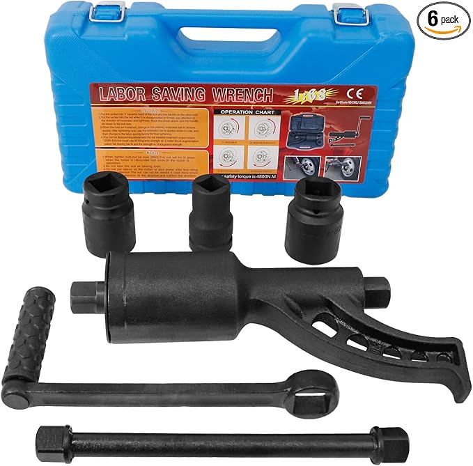 Angchun 1:68 Heavy Duty Torque Multiplier Wrench Set, 6PCS Torque Multiplier 1" Drive 7500N.m Labor Saving Lug Nuts Remover with 21,38, 41mm Sockets Set Lug Nut Wrench for Semi Truck & Trailer RVs