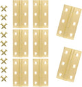 8pcs 2.5 Inch Brass Hinges, Mini Butt Hinge for Cabinet Door, Box, Jewelry, Wooden Box, Small Cupboard Furniture (Gold)