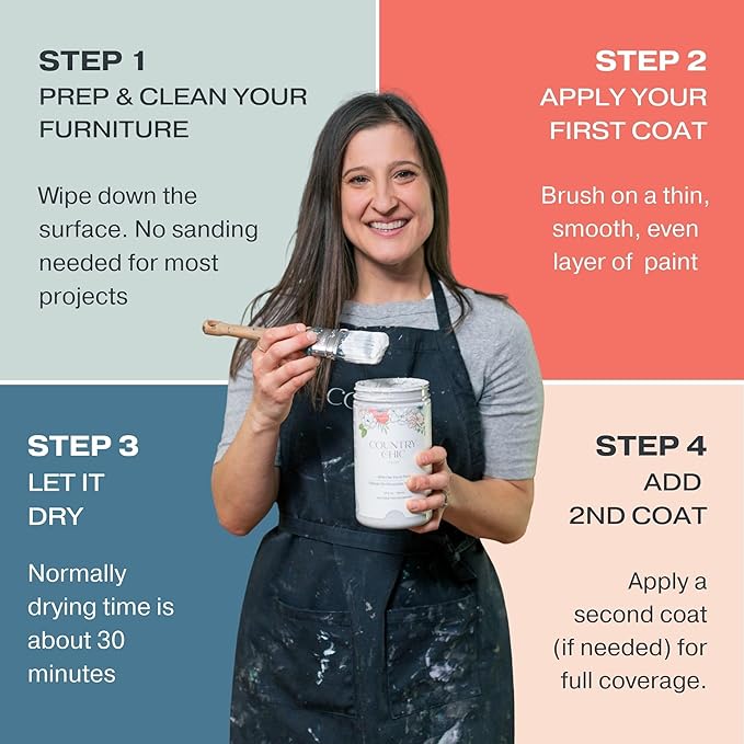 Country Chic All-in-One Chalk Paint for Furniture, Cabinets, Home Decor, Eco-Friendly, Matte Finish, Built-In Primer & Top Coat for Wood, Metal - Secret Garden (Green) - 8 oz (237 ml)