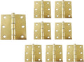 QCAA Square Door Butt Hinge, Heavy Gauge, Swaged, Loose Pin, 3"x3"x2.0mm, Brass Plated, Made in Taiwan, 8 Pack