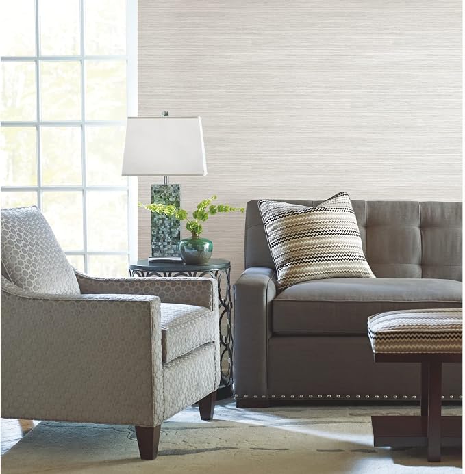 York Wallcoverings PSW1279RL White Cattail Weave Peel and Stick Wallpaper