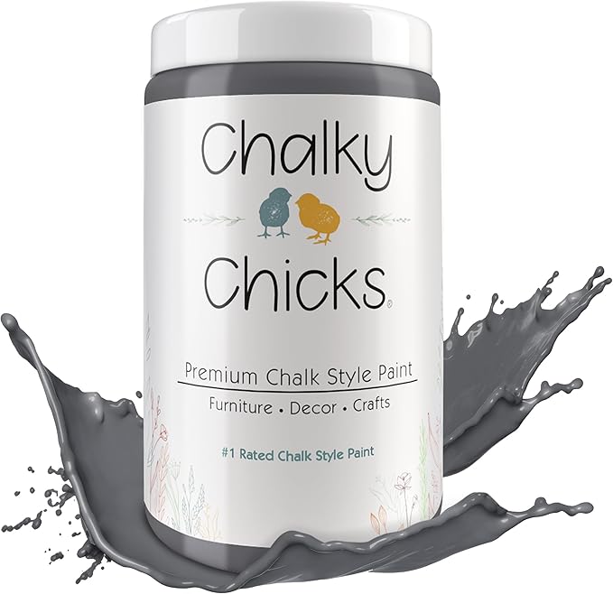Chalky Chicks 32 Fl Oz Matte Nailed It (Blueish Gray) Chalk Paint for Furniture Without Sanding - No Prep Furniture Paint No Sanding All in One for Crafts, Walls, Cabinet, Metal, Dresser