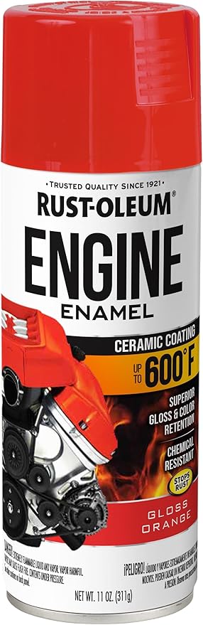 Rust-Oleum 363570 Engine Enamel Spray Paint, 11 oz, Gloss Orange