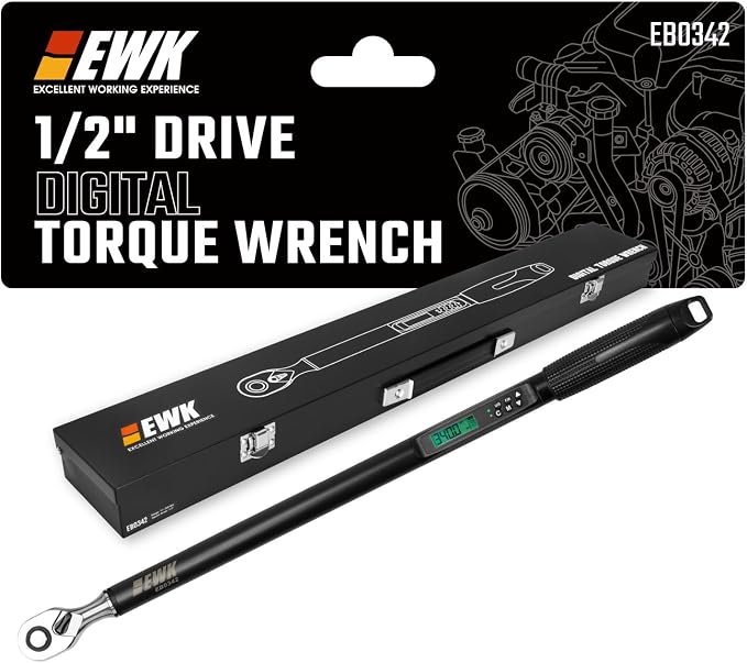 1/2" Drive Digital Torque Wrench 12.5-250 ft-lbs (17-340 Nm), High-Precision and Easy-to-Read, ±1.5% Accuracy for Car, Truck, Motorcycle & DIY Repairs | ISO 6789, ±1.5% clockwise / ±2.5% counterclockwise, LCD Display, LED Buzzer Vibration Alert, 30 Mem...