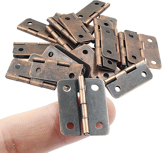 24 Pcs Small Hinges 1 Inch Butt Hinge with Screws,Jewelry Box Hinges Mini Hinges,Folding Craft Hinges Small Cabinet Hinges for DIY Box Mini Furniture Cupboard Closet(Antique Copper)