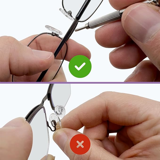 GMS Optical Comfort Line - 8mm/17mm Large Length - Air Bag Screw-in Soft Silicone Nose Pads for Glasses, Sunglasses, Glasses Repair Kit with Screws, Keep Glasses from Sliding (10 Pair)