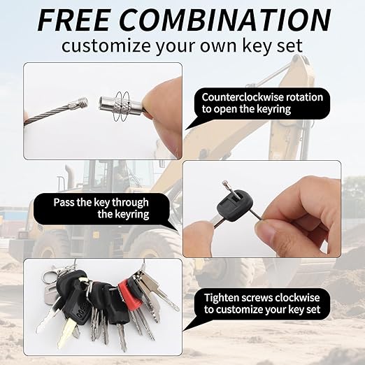 12 Pcs Heavy Equipment Keys Master Set, Replacement Ignition Key Compatible with Cat Caterpillar Case JD Hyster Komatsu Hitachi JCB Takeuchi Kubota Hyundai Kobelco Volvo Bobcat