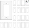 TAKETEK Decorator Wall Plates, Paddle Light Switch Covers, Wall Plates for Rocker Light Switches or Receptacle Outlets, Electrical Decora Faceplate Cover, Single Gang Wallplate, White, 20 Pack
