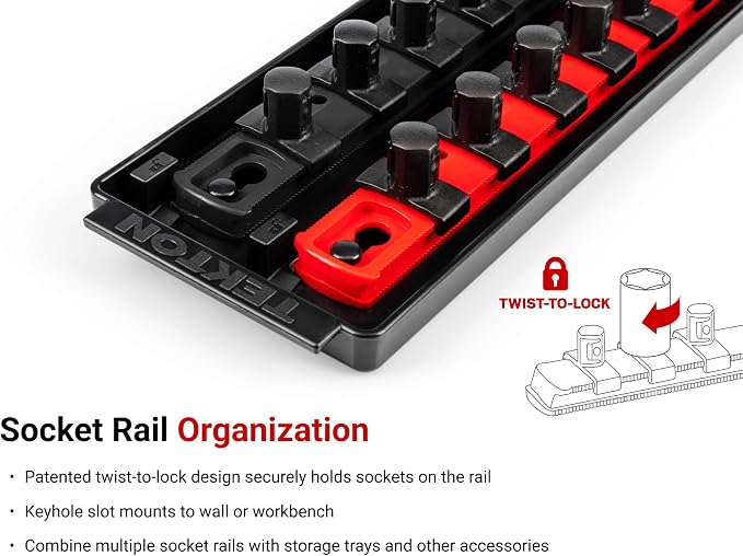 TEKTON 1/2 Inch Drive 6-Point Socket Set, 78-Piece | SHD92215 | (3/8 - 1-5/16 in., 10 - 32 mm), Shallow and Deep, Socket Rail