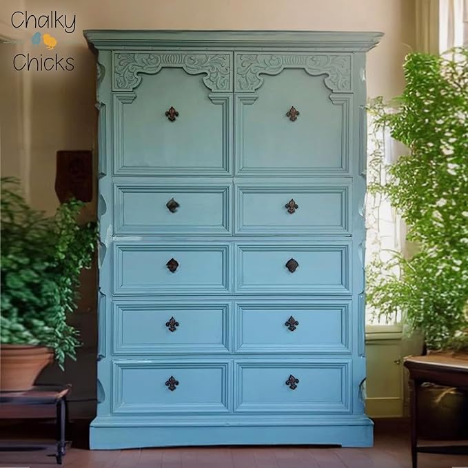 Chalky Chicks 16 Fl Oz Matte Y Blue (Medium Blue) Chalk Paint for Furniture Without Sanding, No Prep Furniture Paint No Sanding All in One for Crafts, Wood, Walls, Cabinet, Metal, Dresser, Farmhouse