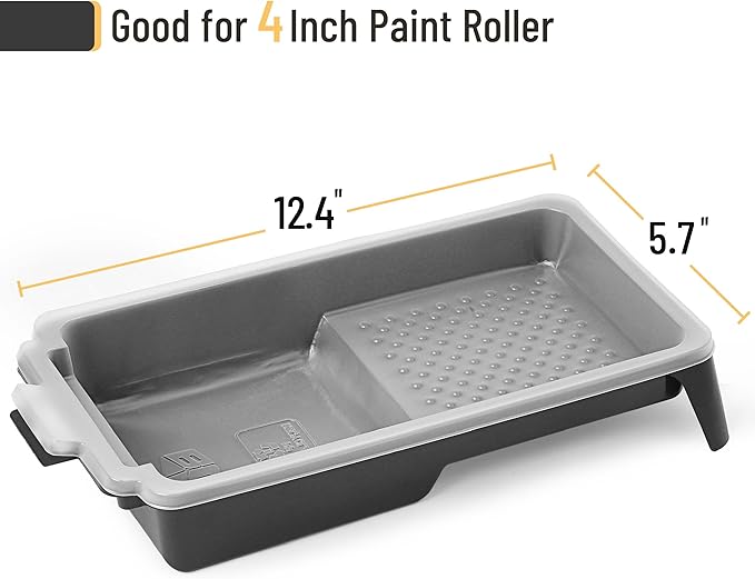 Bates- Paint Tray Liner, 4 Inches, One Plastic Paint Tray with 20 pcs Paint Pan Liners, Paint Pans Trays, Disposable Paint Tray, Paint Roller Tray Liners, Paint Trays for Painting Walls