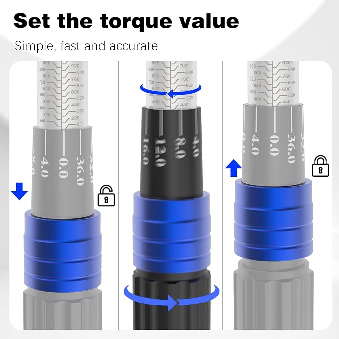 SuZhi 1 Inch Drive Torque Wrench 200-1000 FT.LB / 271-1356.7N.M/Aluminum Alloy handle & Cr-Mo Material Head, Heavy Duty, Professional,Dual Direction, Store in Solid Case