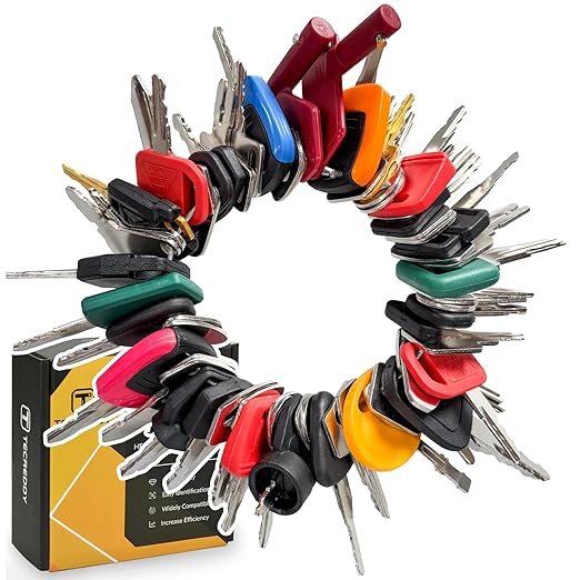 70 Heavy Equipment Keys Master Set, Machine Keys for Cat Caterpillar John Deere Komatsu Volvo Bobcat Kubota JCB Sany Terex Case Hyster Yanmar Takeuchi New Holland Construction Equipment Machinery