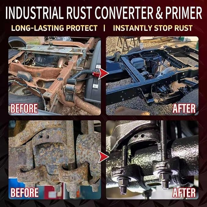 2 in 1 Rust Converter & Metal Primer, 35 oz Black Rust Reformer Paint for Metal, Frame, Trailer, Truck, Car Chassis, Heat-Resistant Rust Encapsulator & Inhibitor with Long-Term Protection,Matte Black