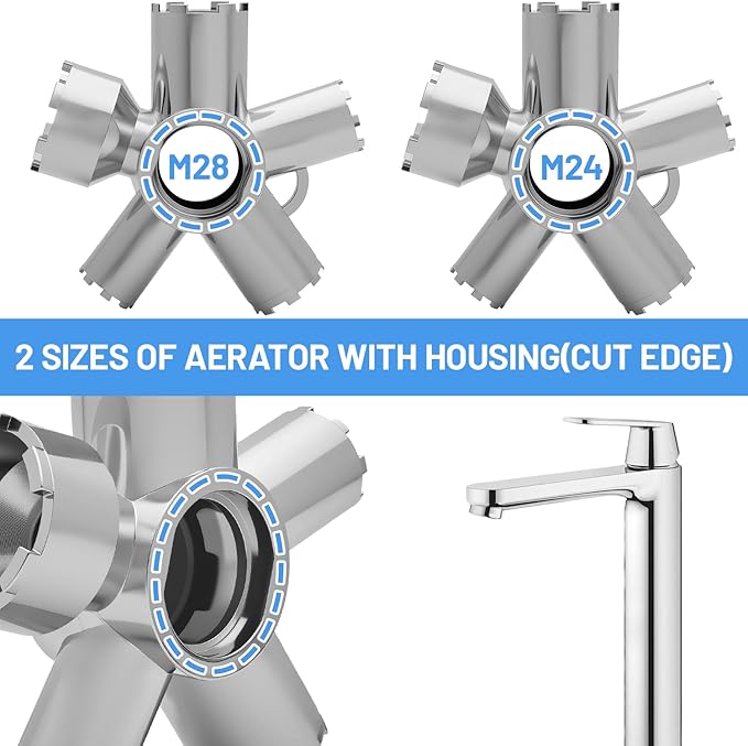 Upgraded Metal 10-in-1 Faucet Aerator Tool - Heavy-Duty Removal Key for M16.5-M28 Sizes, Hidden Thread/Housing Aerators, Home Plumbing Repair Must-Have