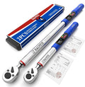 Digital Torque Wrench Set 1/2 & 3/8 Drive for Motorcycle Car Engine | 12.54-250.7ft-lb & 5.02-99.57ft-lb，±2% Accuracy，Peak & Track，Buzzer & LED Alert，Electronic Display，for Wheel Lug Spark Plug