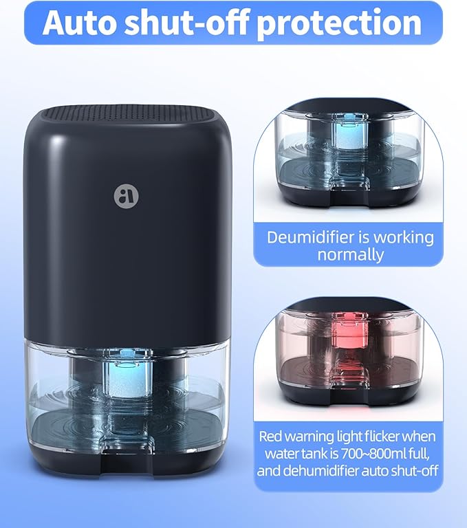 Dehumidifier, 35 OZ Small Dehumidifiers for Bedroom for Home, Quiet with Auto Shut Off, Dehumidifiers for Bedroom (280 sq. ft), Bathroom, RV, Closet, Blue