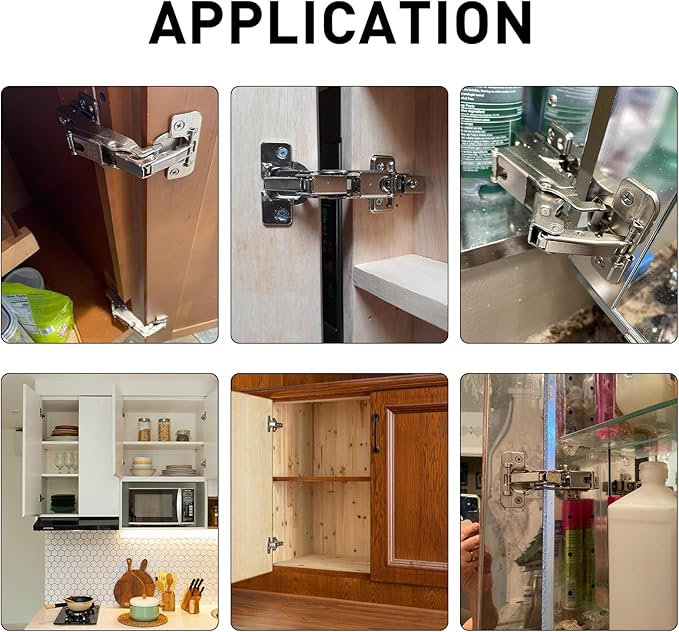 TamBee 1/2 Inch Overlay 175 Degree Cabinet Door Hinges 48mm Frameless Soft Close Lazy Susan Hinges for Corner Kitchen Adjustable,2 Pcs/1 Pair (Half Overlay)