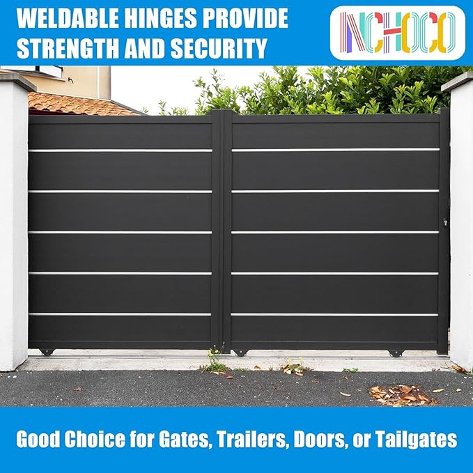 Weld On Hinges Extra Heavy Duty 4.4" x 4" Weldable Metal Butterfly Hinges Solid Steel Welding Butt Hinge Thickness 5mm for Heavy Metal Farm Garage Trailer Gates & Doors - 12 Pcs