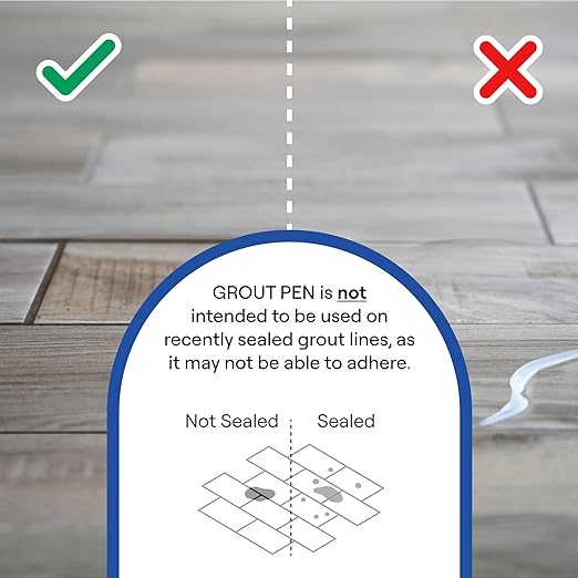 Grout Pen Light Grey Tile Paint Marker: Waterproof Grout Paint, Tile Grout Colorant and Sealer Pen - Narrow 5mm, 2 Pack with Extra Tips (7mL) - Light Grey
