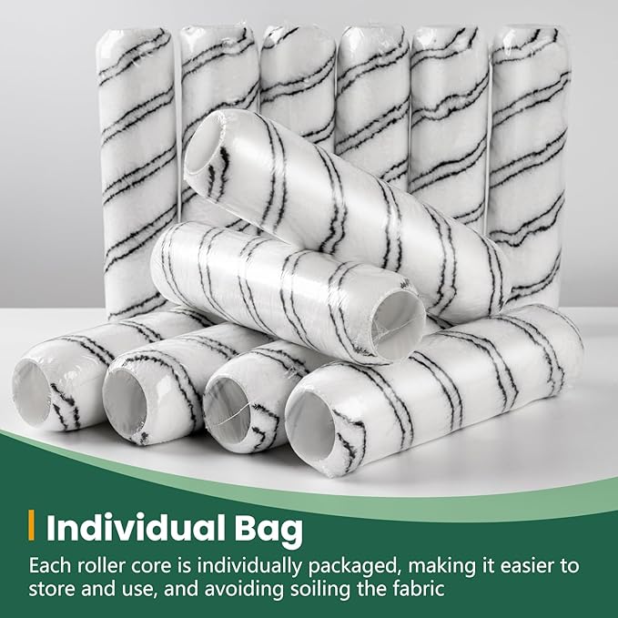 Paint Roller, Microfiber Paint Roller Covers 9 Inch (3/8” Nap), 12 Pack, Large Paint Rollers for Painting Walls, Covers for Paint Roller Kit