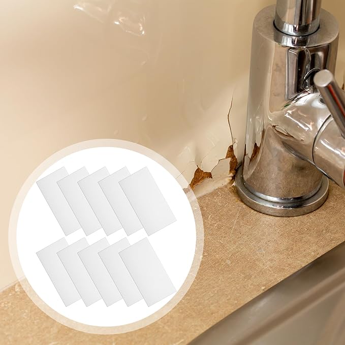 10 Pcs Bathtub Hole Patch Siding Wall Repair Kit Waterproof Patch Holes Blemishes Tools Self Adhesive White Tape for Cracked Pool Liner Roof Skylight and Vinyl Skirting(White)