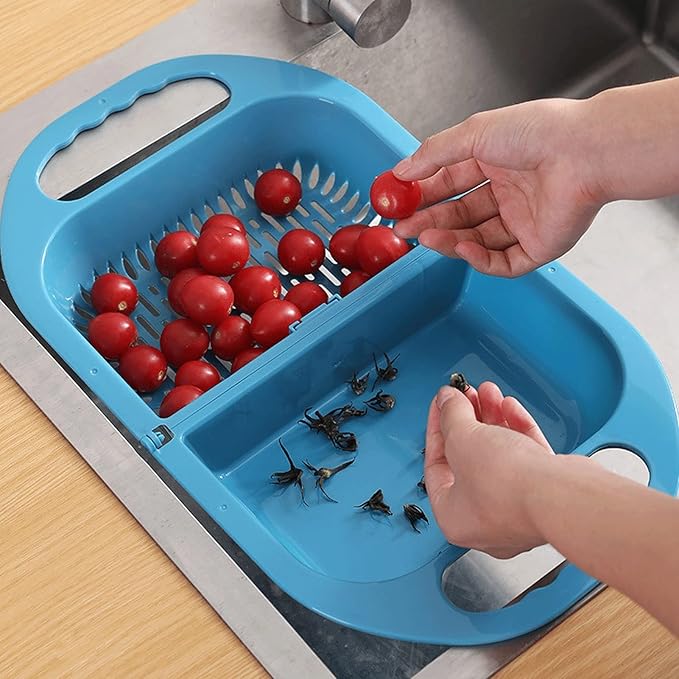 Draining rack Multifunctional Foldable Drain Basket Thickened Plastic Sink Filter Basket Kitchen Hanging Fruit and Vegetable Storage Basket for Washing Pasta Fruit Sink Strainer Basket(A)