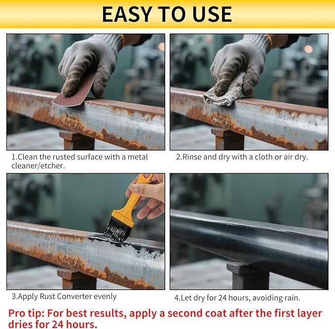 2-in-1 Rust Converter & Metal Primer, 35 Oz Black Rust Inhibitor Paint Primer, Rust Remover for Metal, Long-Lasting Rust Preventative Coating Rust Reformer Heat Resistance Rust Paint Cover