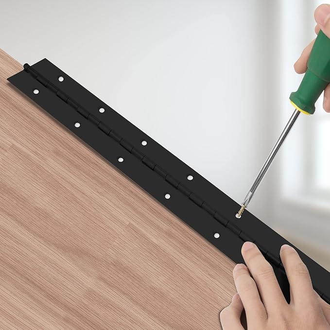 2Pack Heavy Duty Piano Hinge, 2" Open Width x 18" Continuous & Piano Hinges, 0.06” Thick Stainless Steel Piano Hinge with Holes, Black Stainless Furniture Hinges for Cabinet Door Cases Woodworking