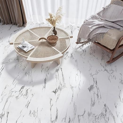 Art3d Peel and Stick Floor Tile, 60-Pack 12 x 12in. Covers 60 Sq.ft, Waterproof Vinyl Flooring Tiles Self Adhesive for Kitchen, Bathroom & Bedroom - Gray Marble