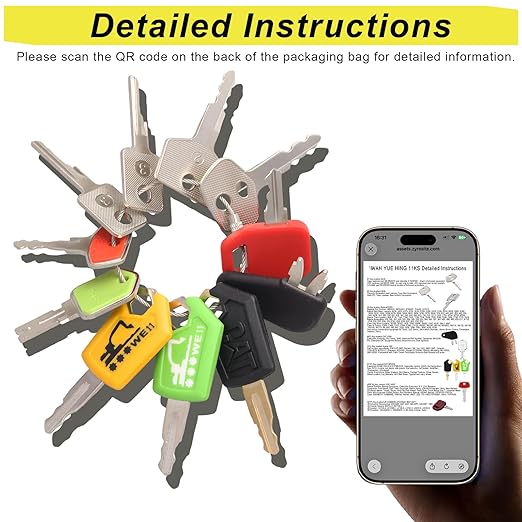 Heavy Equipment Keys Master Set, 11 Contractor Excavator Dozer Skid Steer Loader Forklift Roller Keys Fit Case JCB 14607 S450 Kubota CAT 5P8500 Takeuchi H806 Hyster 166 JD Bobcat D250