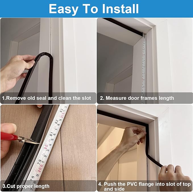 Extra Long Kerf Weather Stripping Door Seal for Large Gaps and Easy Installation (19.7FT, Black)