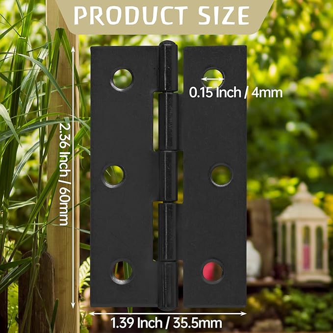 Murtenze 24 Pack 2.5 Inch Door Hinge Cabinet Hinge,Black Butt Hinges Ball Bearing Hinges Window Hinges Outdoor Hinges with Mounting Screws