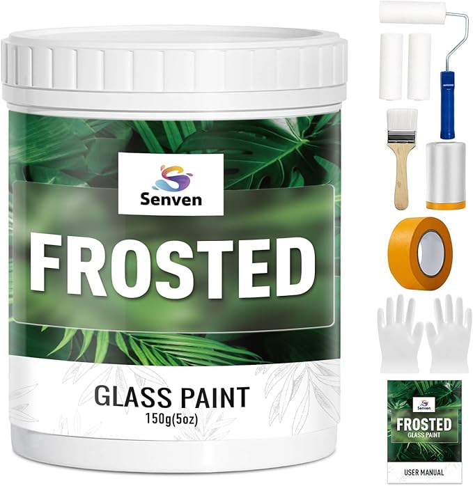 Frosted Glass Paint, Frosted Glass Paint Kit Waterproof UV Resistant Frost Paints for Window Privacy Film Windows Frosting for Home Bathroom Door Kitchen Office Window Privacy Frosting 5oz