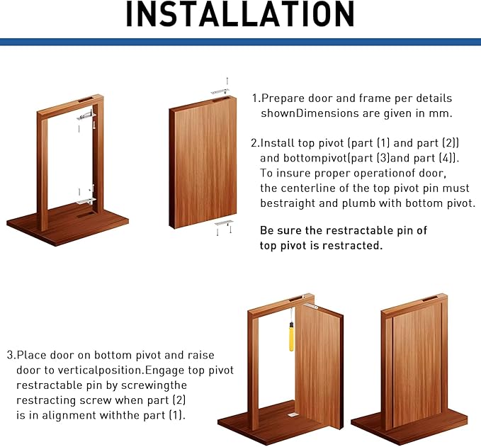 TamBee Hidden Bookcase Hinges Pivot Door Hinge with Lock Hidden Door Hinges for Secret Door 304 Stainless Steel with Spring Latch Lock and Cable