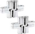 68.5 mm Hidden Hinge, Stainless Steel 180 Degree Invisible Cross Hinges for Kitchen Cabinet Door, Frameless Concealed Hinge with Screws, 4pcs