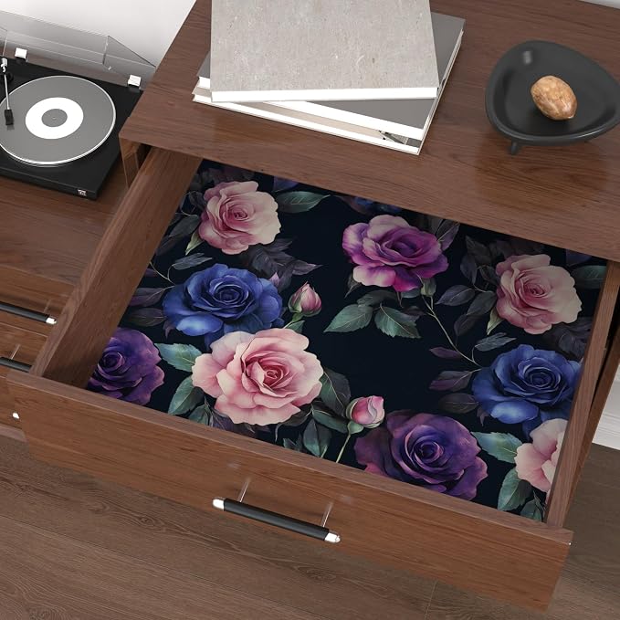 Gothic Purple Floral Wallpaper Peel and Stick 17.5" × 118" | Self Adhesive/Removable/Waterproof/Thick Vinyl Contact Paper for Bathroom Bedroom Shelf Cabinet Drawer,Prepasted,Easy Peel
