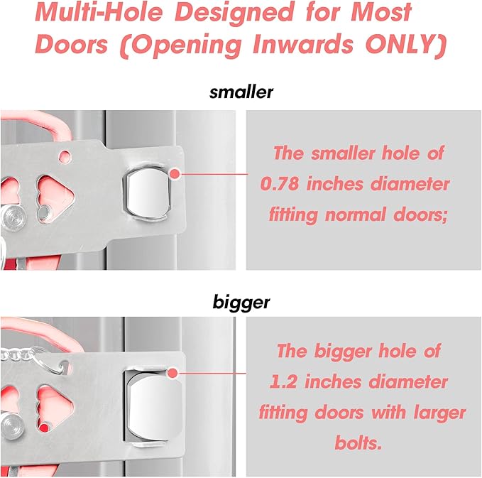 AceMining Portable Security Door Locker Travel Lockdown Locks for Additional Safety and Privacy Perfect for Traveling Hotel Home Apartment College-Pink(2 Pack)