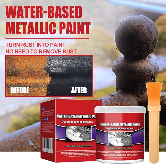 2 In 1 Rust Converter & Metal Primer, Water-Based Metallic Paint Rust Converter, High-Performance Rust Remover For Metal Surfaces, Rust Inhibitor Primer For Metal, Car Chassis,Frame,Fence (1PC)