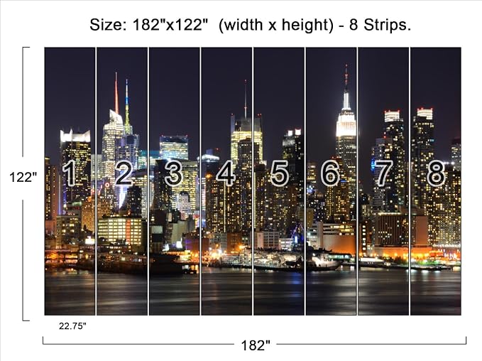Cliouar-Wall Mural Wallpaper for Bedroom Living Room Manhattan Night View New York City Photo Wallpaper 3D Wallpaper Mural 182" x 122"(Not Peel and Stick)