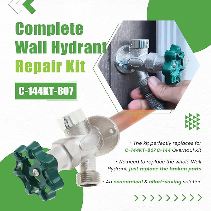 C-144KT-807 Wall Hydrant Complete Service Kit, for C-144 C-244 Series Wall Hydrants, Replace for C-144KT-807 Anti-Siphon Freezeless Faucet Repair Kit