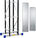 Scaffolding Platform, Work with 7 in 1 Multi-Purpose 19.6Ft Folding Ladder, Supporting Rack and Steel Trays Work Platform