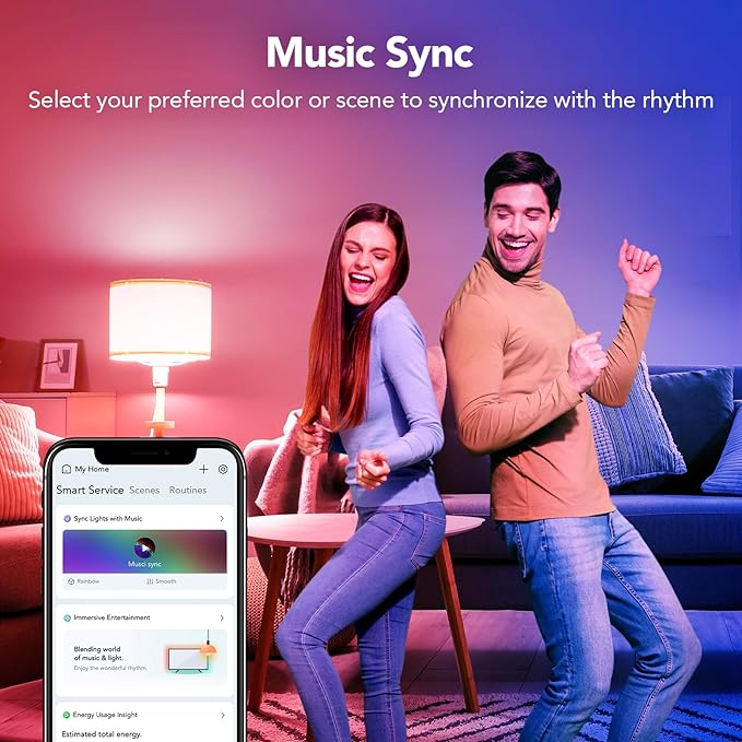 OREiN Matter Smart Light Bulb, A19 RGBTW Color Changing, 4 Pack with Remote | 800lm 60W Equivalent Alexa Light Bulbs Work with Alexa/Apple Home/ Google Home/SmartThings，E26 Base 2.4Ghz WiFi led Bulbs