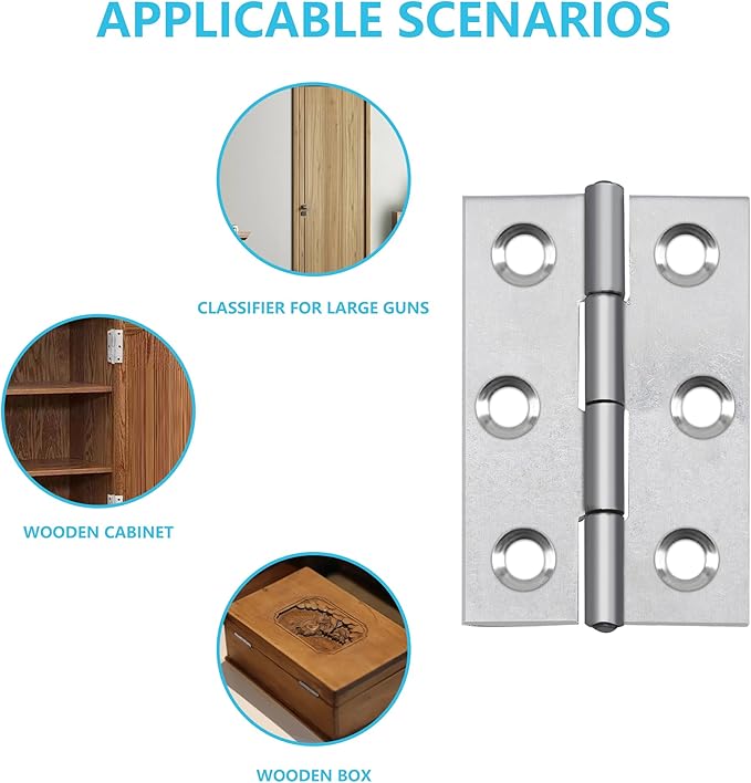 20 Pcs Metal Hinges, Folding Butt Hinge, 2 Inch Door and Window Gift Box Cabinet Hinge, with 120 Screws,Apply to Manual Work DIY Design