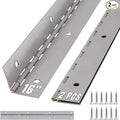 ALBO 16 Inch Silver Heavy Duty Piano Hinge Continuous Stainless Steel 304 (2-Pack), Surface Mount Cabinet Hinges Silver 16"x2" for Storage Box, Workbench, Display Case & Furniture, Rustproof