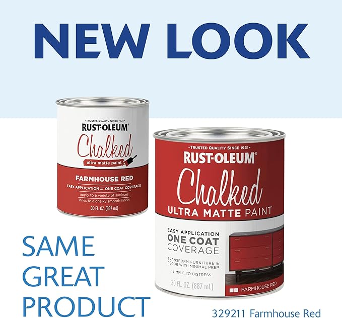 Rust-Oleum Farmhouse Red Chalked All-in-One Ultra Matte Paint | One Coat Coverage | No Primer, Sanding, Or Topcoat Needed | Easy Clean Up | Made in USA | 30 OZ