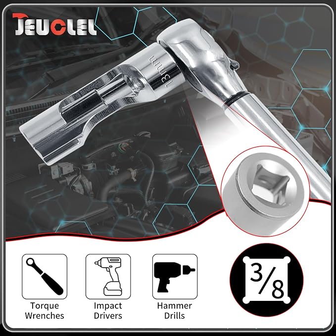 13mm 3/8" Drive Diesel Injector Fuel Line Socket, Flare Nut Wrench | Fastener Bent Pipes, Wired Temperature Sensors, EGT Sensor, Thermo Switches, ABS Tubes, Strut Nut Extractor