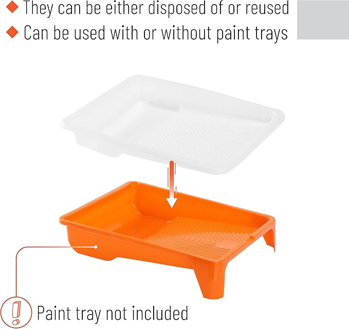 Bates- Paint Tray Liner, 9 Inch, 20 Pack, Paint Pans Trays, Plastic Paint Tray, Disposable Paint Tray, Paint Roller Tray, Paint Trays for Painting Walls, Roller Tray Liners, Paint Pan Liners
